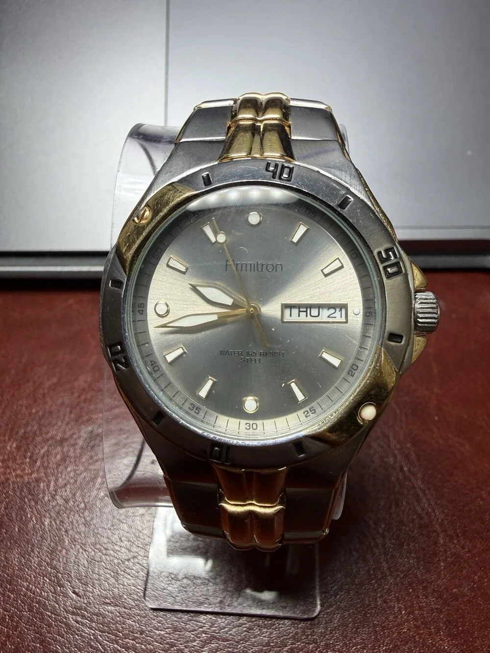 Armitron 20/4299T Two Tone Men’s Quartz Watch Day Date Stainless Steel Untested
